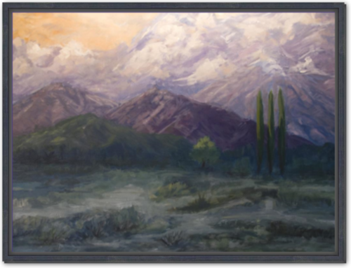 Sunset Mountains - Framed Canvas Print